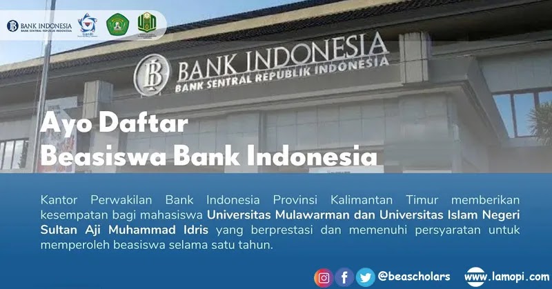 Pendaftaran Beasiswa Bank Indonesia 2023/2024 Untuk Mahasiswa S1 Kaltim